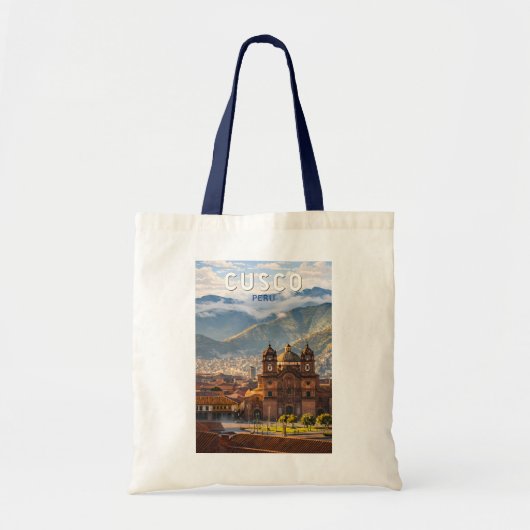 Cusco Peru Illustration Reise Kunst Vintage Tragetasche (Vorne)
