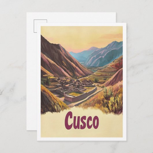 Cusco Peru Kunstvoll wandern im Vintage Postkarte (Vorne/Hinten)