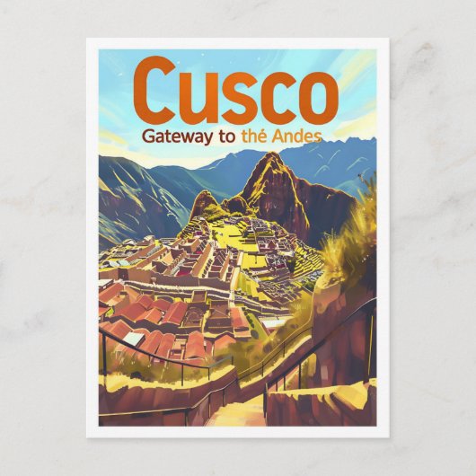 Cusco Peru Vintage Kunst Postkarte (Vorderseite)