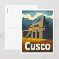 Cusco Peru Vintage Reise Illustration