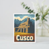 Cusco Peru Vintage Reise Illustration Postkarte (Stehend Vorderseite)