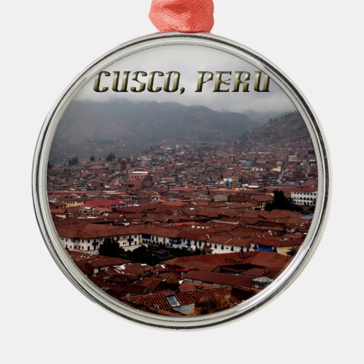 Cusco Stadt-Skyline Peru Silbernes Ornament (Vorne)