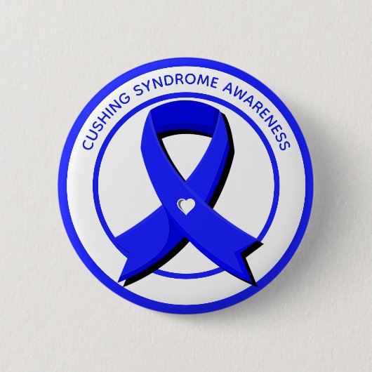 Cushing Syndrome Awareness Blue Ribbon Button (Vorderseite)