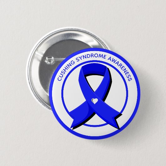 Cushing Syndrome Awareness Blue Ribbon Button (Vorne & Hinten)