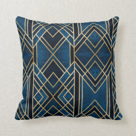 Cushion - Art Deco Blue & Gold Mirrored Kissen
