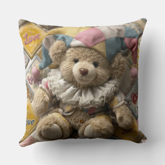 Cushion design with handmade bear printed kissen (Rückseite)