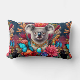 Cushion Koala Bear Australian Native Floral Design Lendenkissen