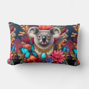 Cushion Koala Bear Australian Native Floral Design Lendenkissen