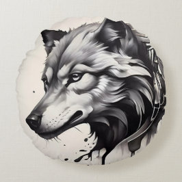 Cushion Throw Wolf Pillow Rundes Kissen