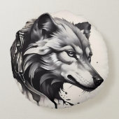 Cushion Throw Wolf Pillow Rundes Kissen (Rückseite)