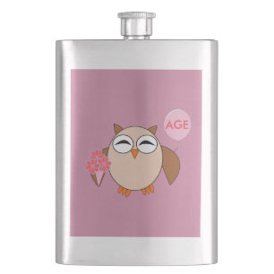 Cusom Age Birthday Owl Flask Flachmann