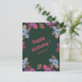 Cusota glücklichen Geburtstag grüne Blüte einfach Postkarte (Stehend Vorderseite)