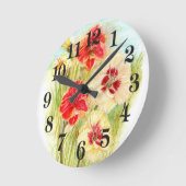 Custard Candy and Mango Orange Day Lilies Runde Wanduhr (Winkel)