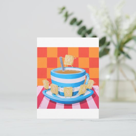 Custard Cream Tea Postkarte (Stehend Vorderseite)