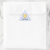 Custard Pie. Gelber Teppich, mit blauem Gingham. Dreieckiger Aufkleber (Tasche)