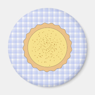 Custard Pie. Gelber Teppich, mit blauem Gingham. Magnet