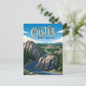 Custer South Dakota Postkarte (Stehend Vorderseite)
