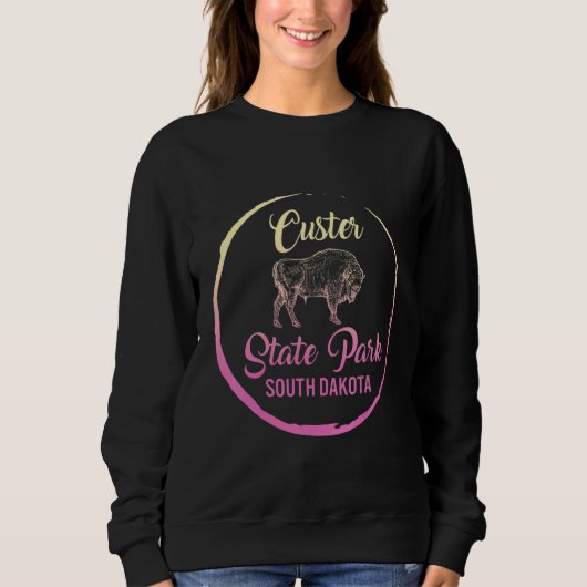 Custer Staat Park Buffalo Roundup South Dakota Vin Sweatshirt (Vorderseite)