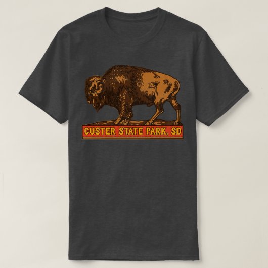 Custer Staat Park Vintag Buffalo Souvenir T-Shirt (Design vorne)