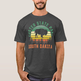Custer State Park South Dakota Buffalo Retro Sunse T-Shirt