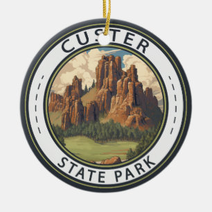 Custer State Park South Dakota Reise Kunst Vintage Keramik Ornament