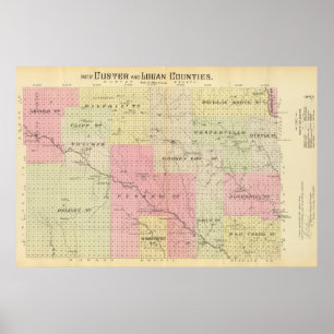 Custer und Logan County, Nebraska Poster