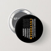 Custodian American Flag USA Janitor School Button (Vorne & Hinten)