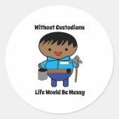 Custodian Janitor Black Male Life Messy Funny Runder Aufkleber (Vorderseite)