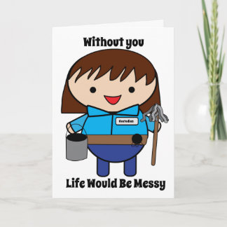 Custodian Janitor Female Personalize Card Karte