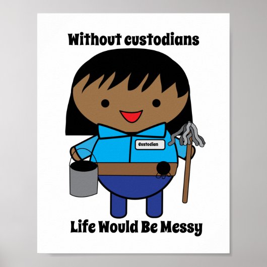 Custodian Janitor Funny Black Female Poster (Vorne)