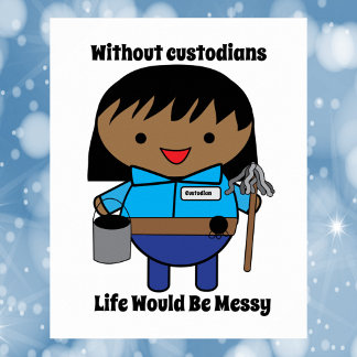 Custodian Janitor Funny Black Female Poster