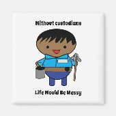 Custodian Janitor Life Messy Black Male Magnet (Vorne)