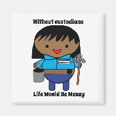 Custodian Janitor Women Black Kawaii Personalize Magnet (Vorne)