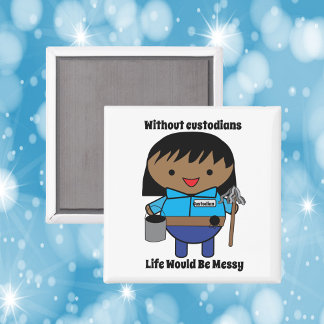 Custodian Janitor Women Black Kawaii Personalize Magnet