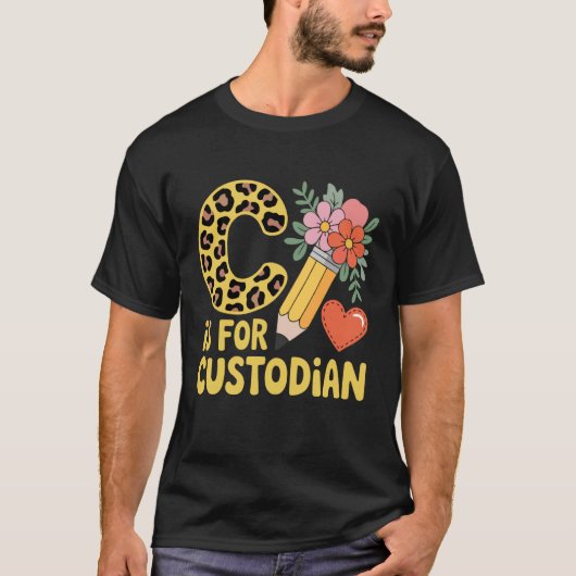 Custodian Leopard Janitor and Flowers T-Shirt (Vorderseite)