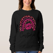 Custodian Pink Leopard Rainbow First Day Of Back T Sweatshirt (Vorderseite)