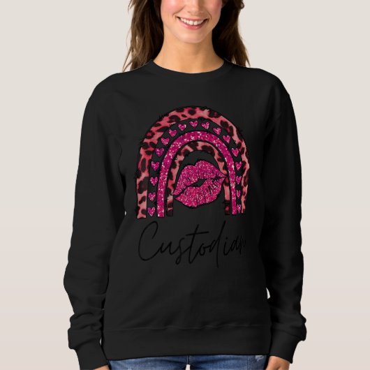 Custodian Pink Leopard Rainbow First Day Of Back T Sweatshirt (Vorderseite)