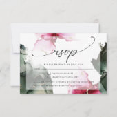 Custom2 Crimson und Sage Green Watercolor RSVP Karte (Vorderseite)