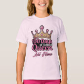 Custom 100 Days of School Queen Pink Crown Girly T-Shirt (Vorderseite)