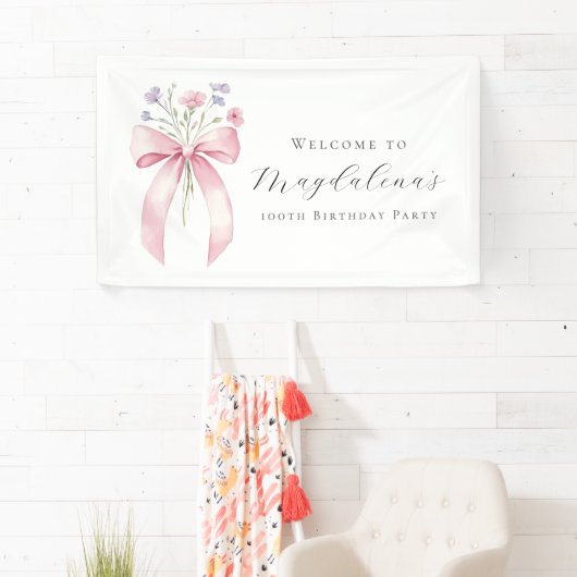 Custom 100. Geburtstag Banner Bow-Wildblume (Insitu)