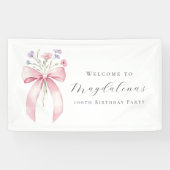 Custom 100. Geburtstag Banner Bow-Wildblume (Horizontal)