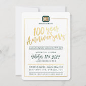 CUSTOM 100-JÄHRIGES PARTY - Citizens Bank Einladung (Vorderseite)