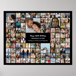 Custom 100 Pictures Photo Collage 100th Birthday Poster
