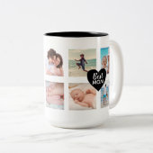 Custom 10 Foto Collage Bestes Mum Schwarzes Herz Zweifarbige Tasse (VorderseiteRechts)