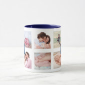 Custom 10 Foto Collage Dark Blue Monogram Tasse (Zentrum)