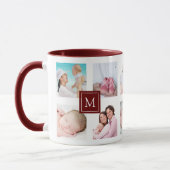 Custom 10 Foto Collage Maroon Monogram Tasse (Links)