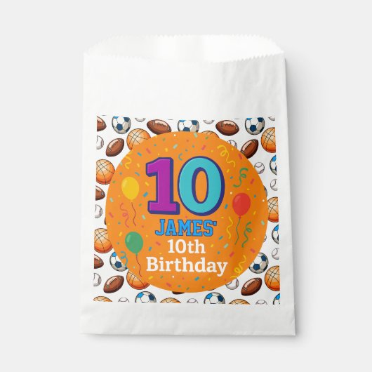 Custom 10. Geburtstag Sportthema Geschenktütchen (Vorderseite)