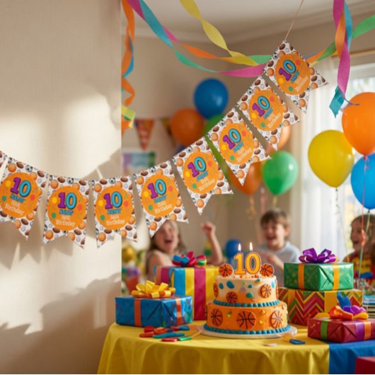 Custom 10. Geburtstag Sportthema Wimpelkette