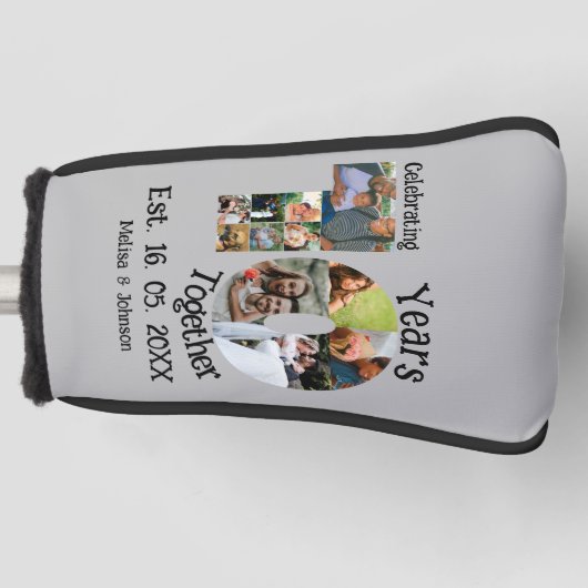 Custom 10. Hochzeitstag 11 Foto Collage Golf Headcover (Vorderseite)