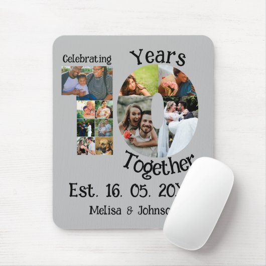 Custom 10. Hochzeitstag 11 Foto Collage Mousepad (Mit Mouse)